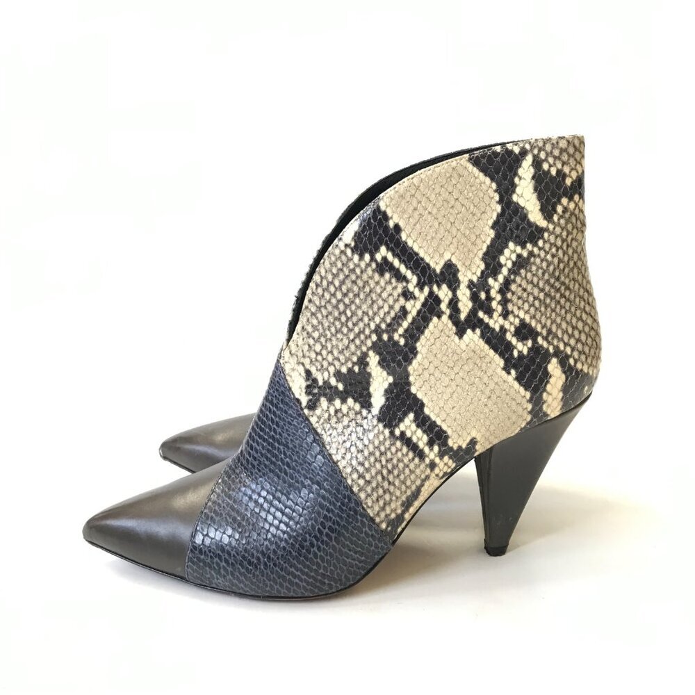Isabel Marant Archenn Patchwork Ankle Boots Booties Womens 39 8 Tan Snake Effect - Picture 4 of 9